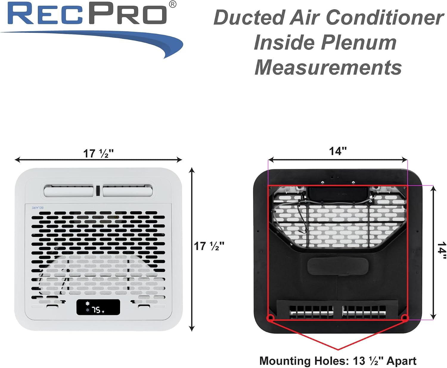 RecPro RV 15K Quiet AC Heat Pump Non-Ducted Black 110-120V
