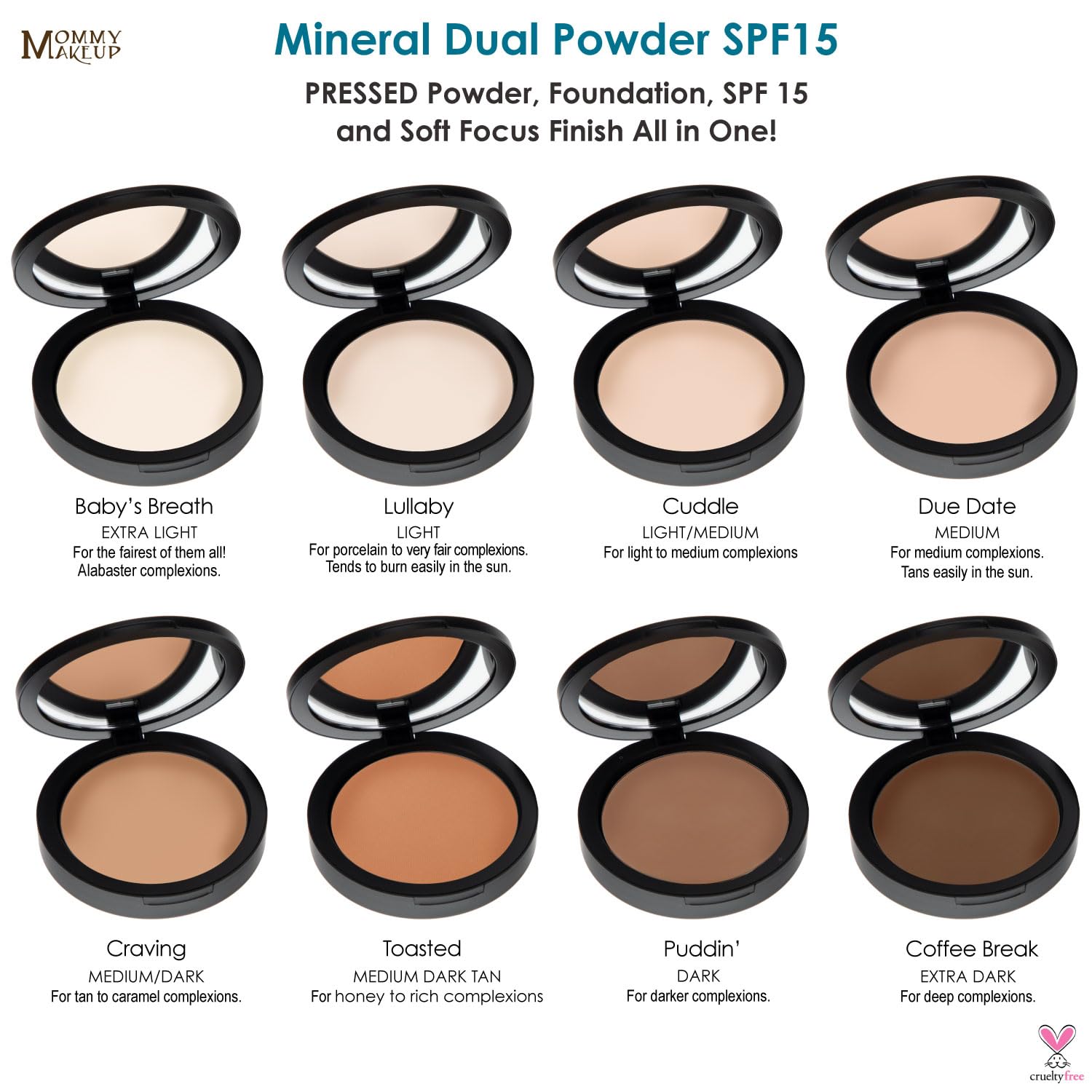 Mineral Dual Powder Foundation with SPF 15, 0.45 oz by Mommy Makeup | Buildable Coverage for Mature & Sensitive Skin - Talc-Free, Oil-Free, Gluten-Free, Cruelty Free (Craving - Medium/Dark)