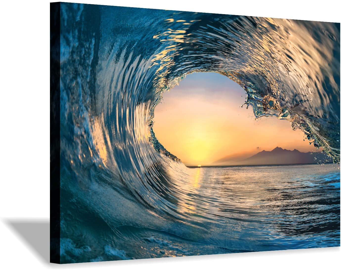 Hardy Gallery Ocean Wave Canvas Wall Art Coastal Decor 16x11 Inch