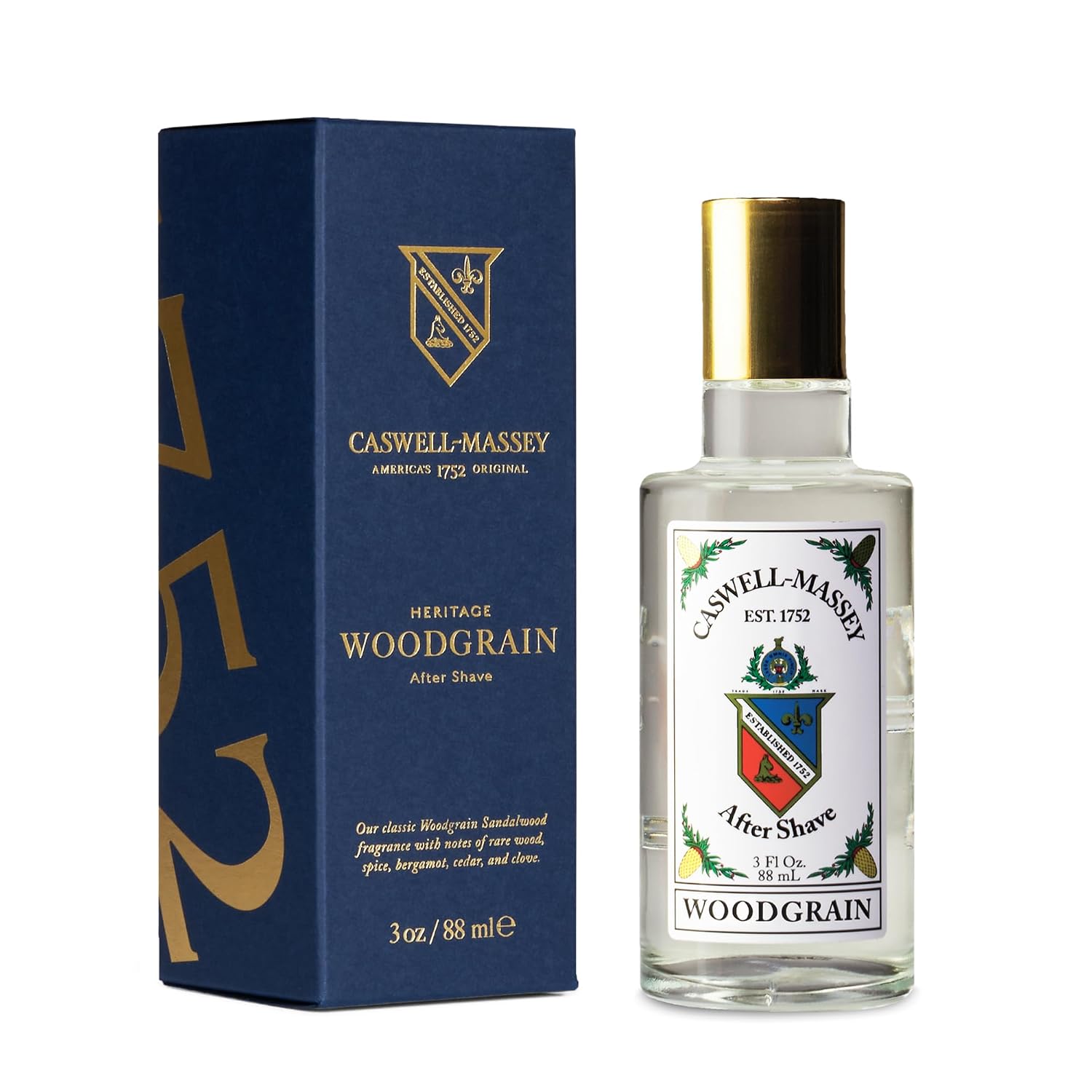 Caswell-Massey Number Six Gold Cap After Shave, Soothing Aftershave with Orange Blossom, Bergamot & Rosemary, 3 Fl Oz