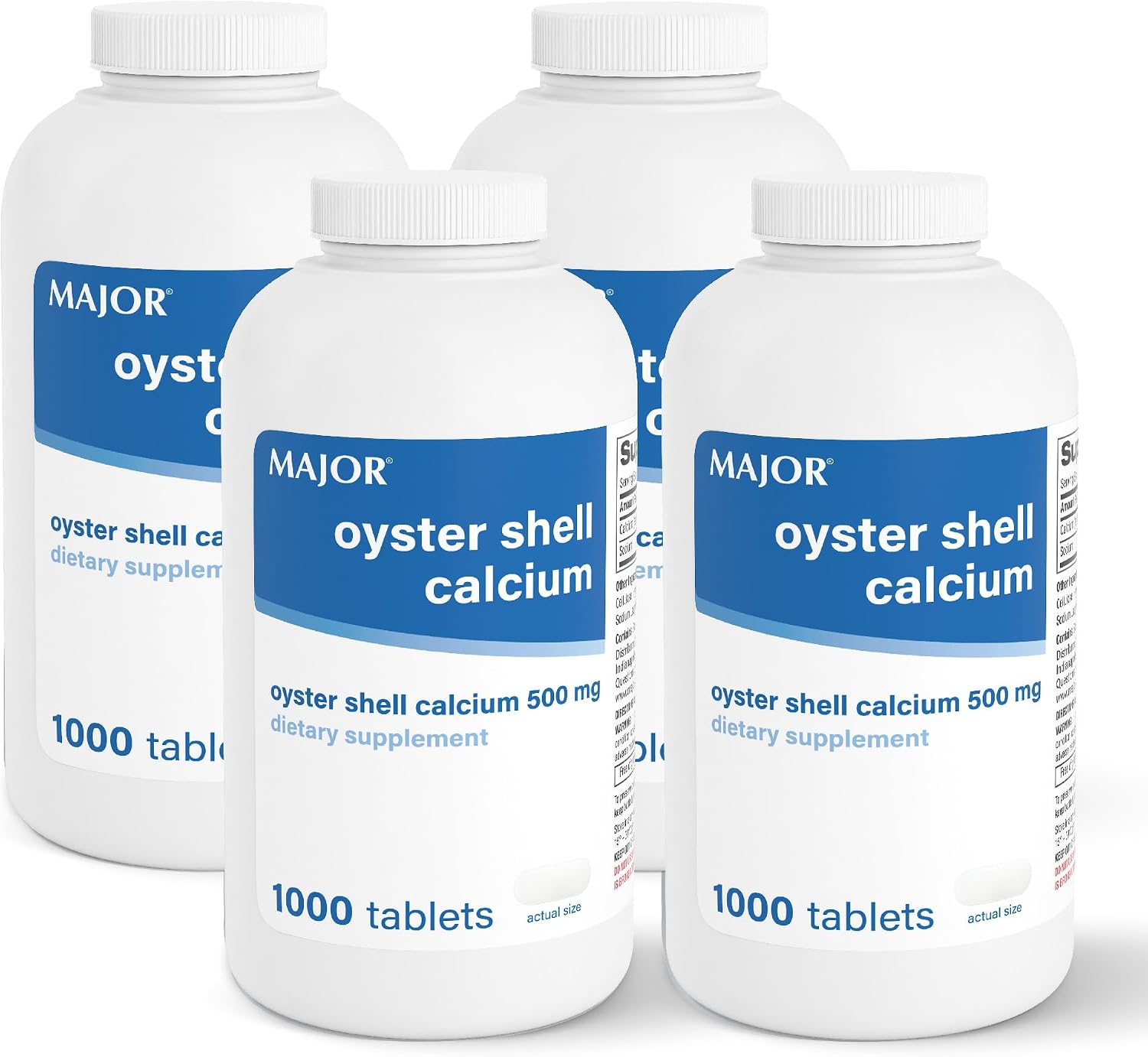 MAJOR Oyster Shell Calcium 500mg, Gluten-Free, 1000 Tablets (1-Pack) | Dietary Supplement for Bone Health and Joint Support, Mineral Supplement, Helps Support Healthy Calcium Levels