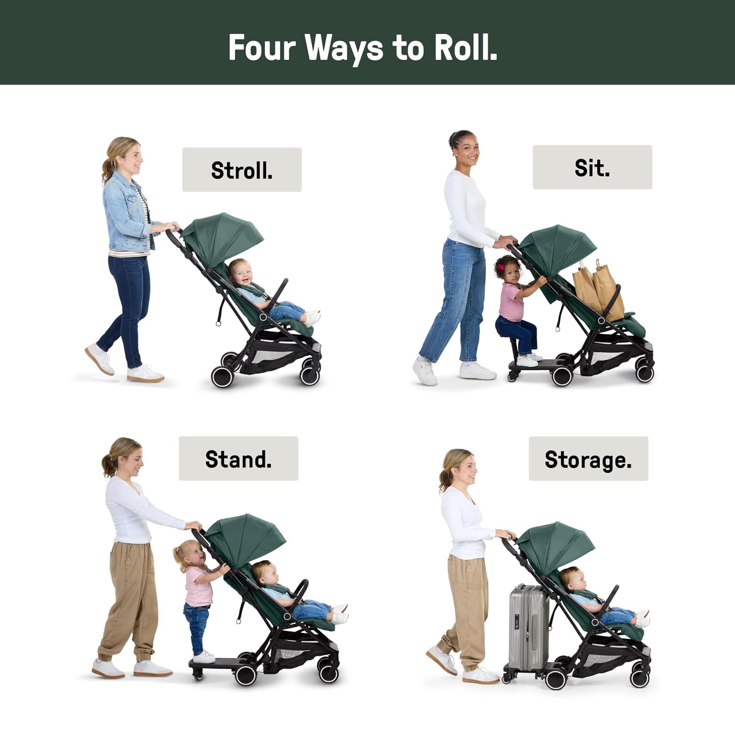 Ingenuity 3D Travelmate Pro Lightweight Travel Stroller with Fold-Away Ride-On Board for Toddlers, Airplane Overhead Bin Compatible, Car Seat Ready, One-Hand Fold