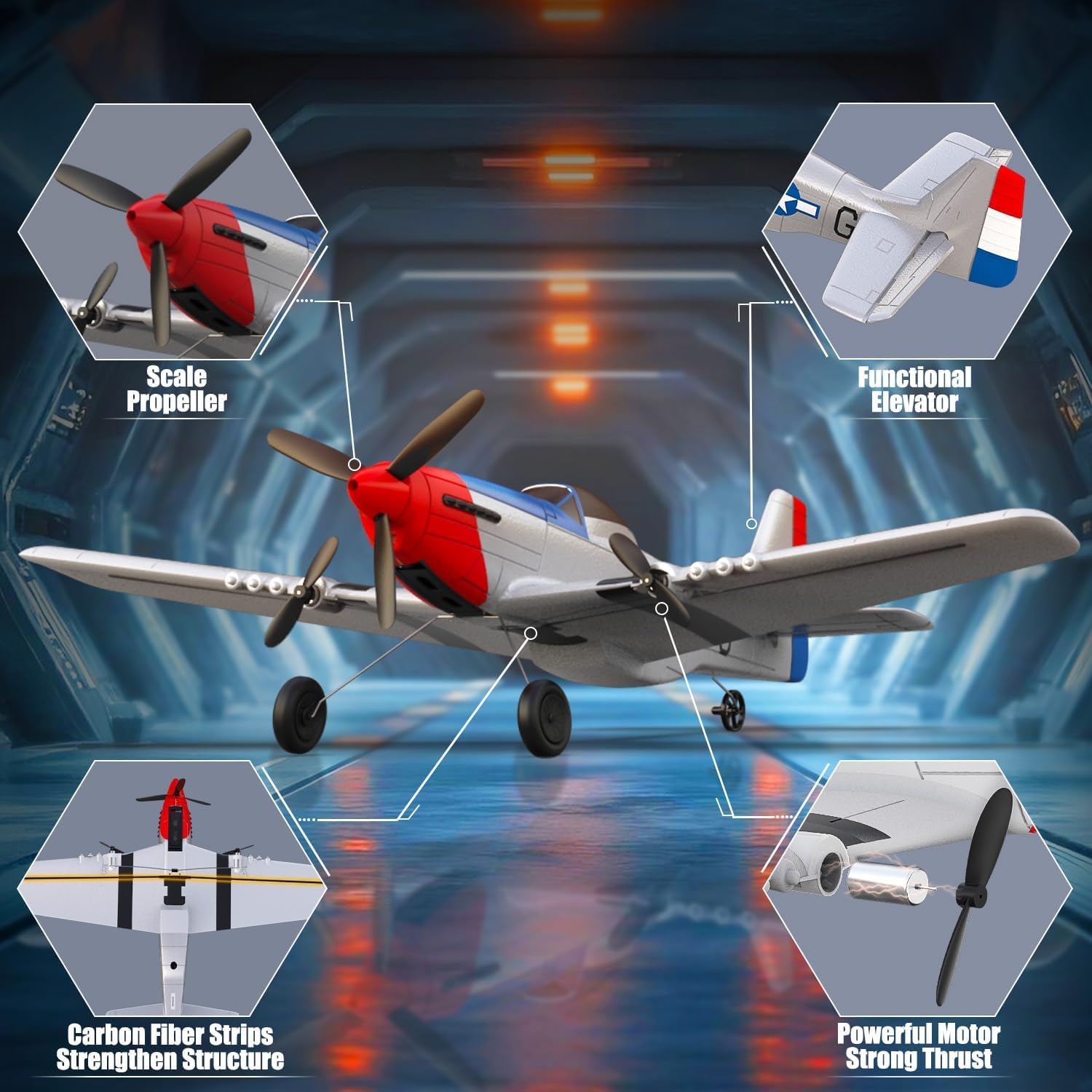 volantexrc RC Plane, 3 Channel Remote Control Plane for Beginners & Adults | Spitfire Fighter RTF, 6-Axis Gyro, 2.4GHz Radio Controlled Aircraft, Easy to Fly