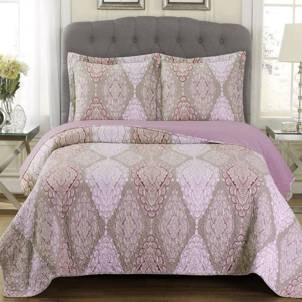 Royal Hotel Ayat Birds Oversized Coverlet Set Queen Size – Luxury Queen Quilt Bedspread, All Season Soft Filled Quilts