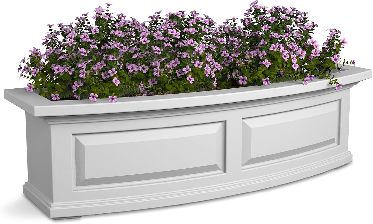 Mayne Nantucket 36in Self-Watering Rectangular Window Box Planter, White | Self-watering, All season, Fade resistant, Mounting brackets included, Built-in overflow, 15-year warranty