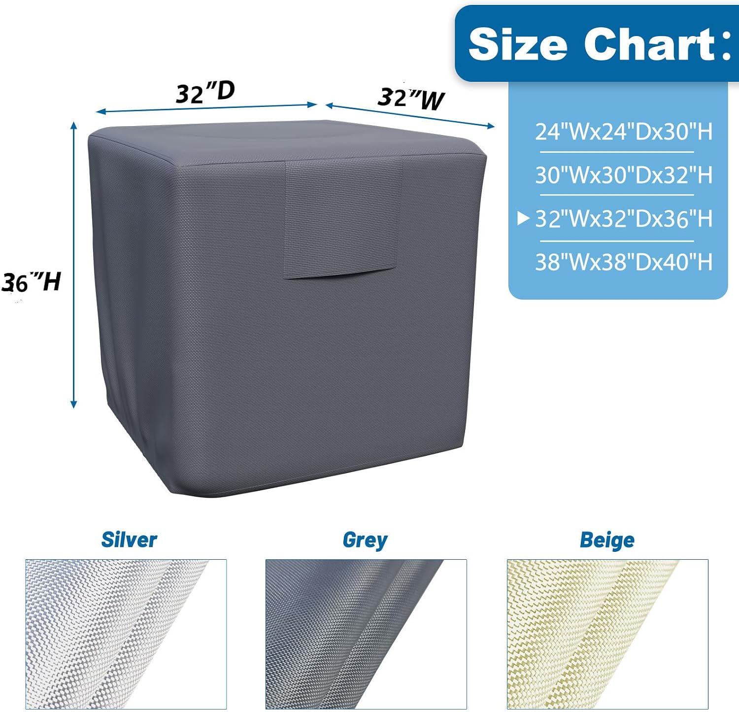 AKEfit Air Conditioner Cover for Outside, Grey, 24W x 24D x 30H inch
