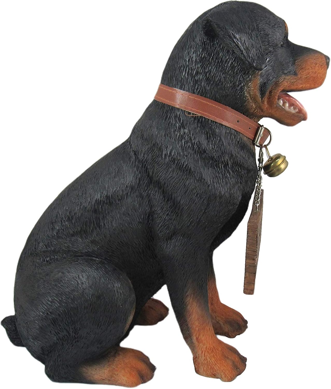 Rottweiler Outdoor Statue, 13 Inch Guard Dog with Reversible Sign