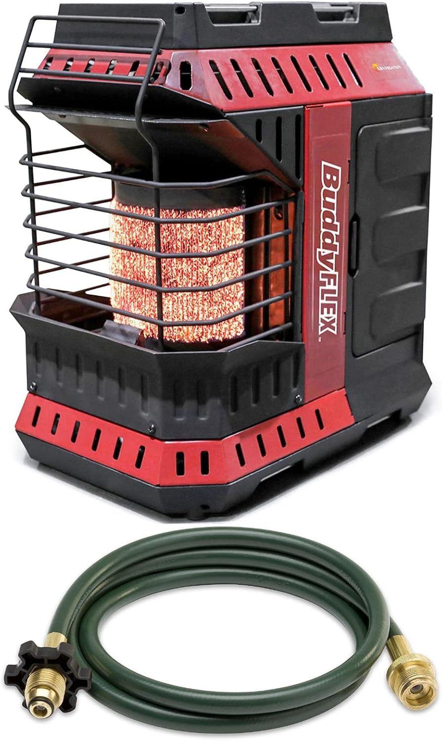 Mr. Heater MH11BFLEX Buddy FLEX 11,000 BTU Portable Propane Heater with 10-Feet Propane Hose Assembly Bundle (2 Items)