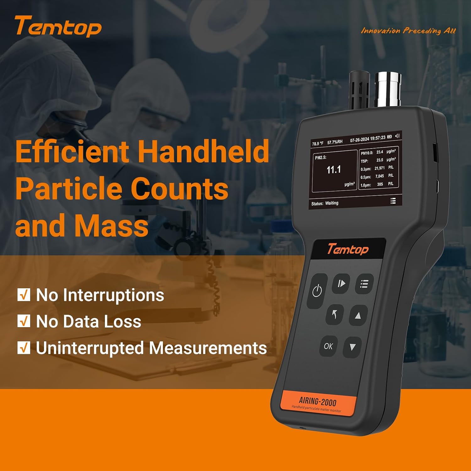 Temtop Air Quality Monitor PM2.5 PM10 Particle Counter, Formaldehyde, Temperature, Humidity