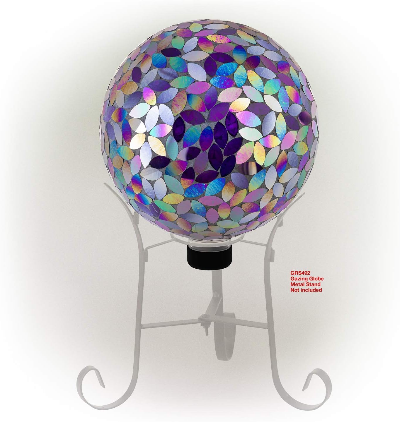 Alpine Corporation 10" Diameter Indoor/Outdoor Glass Mosaic Gazing Globe Yard Decoration, Purple Pearlized Petals Design