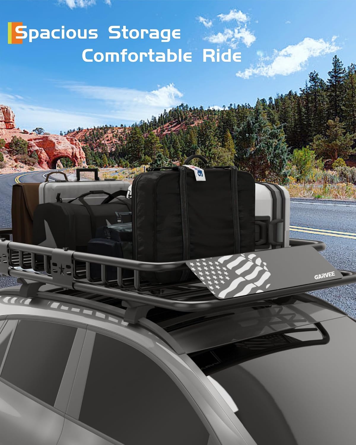 Garvee Universal Roof Rack Cargo Carrier Basket, 200 Lbs Capacity Rooftop Cargo Rack, Car Top Luggage Holder Basket Heavy Duty for SUVs, Trucks, Vehicles