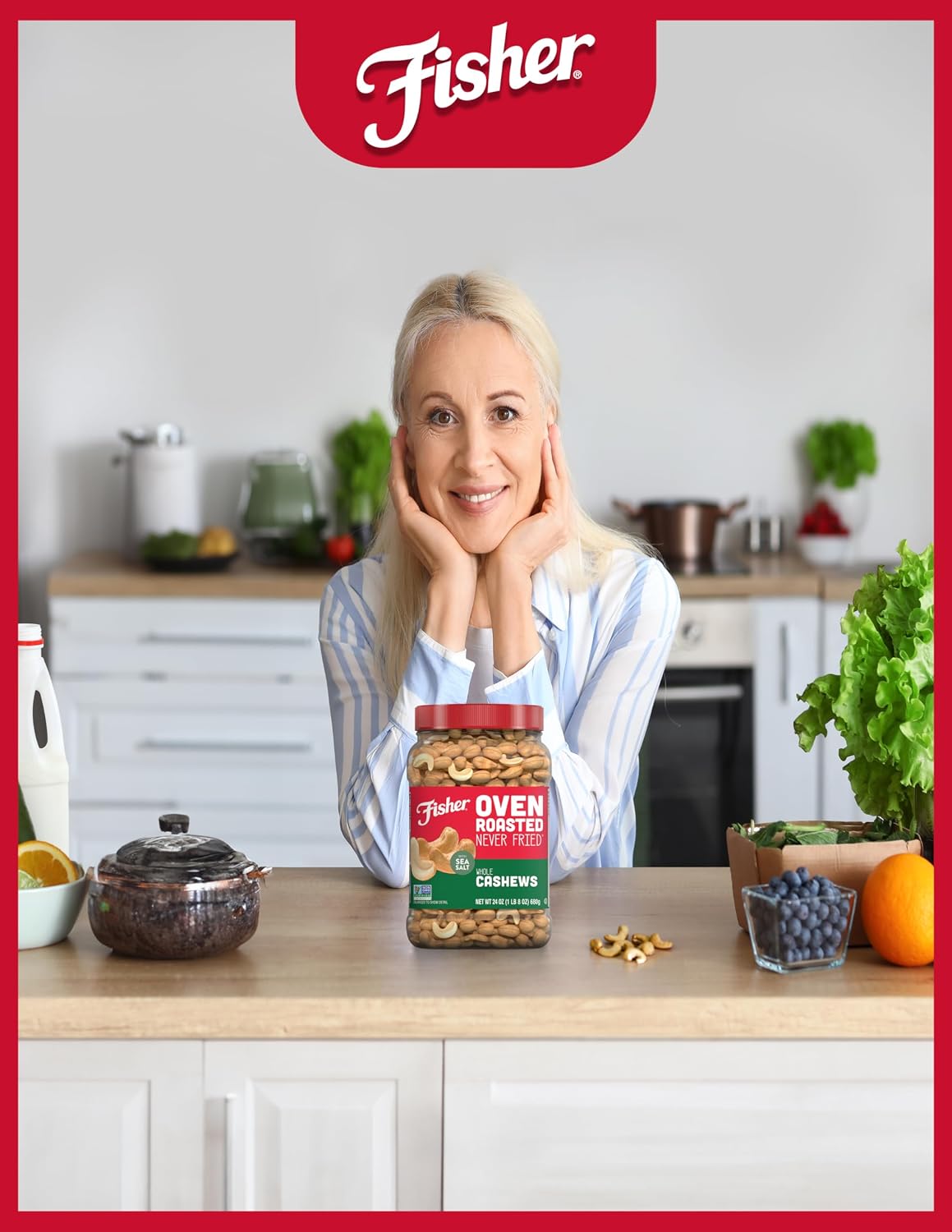 Fisher Oven Roasted Never Fried Deluxe Mixed Nuts, 24 Ounces