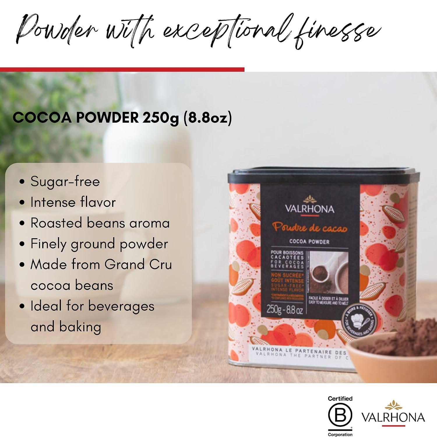 Valrhona Dutch Processed French Cocoa Powder. Chef’s Choice Cocoa Powder. Warm, Red Color, Pure, Dark