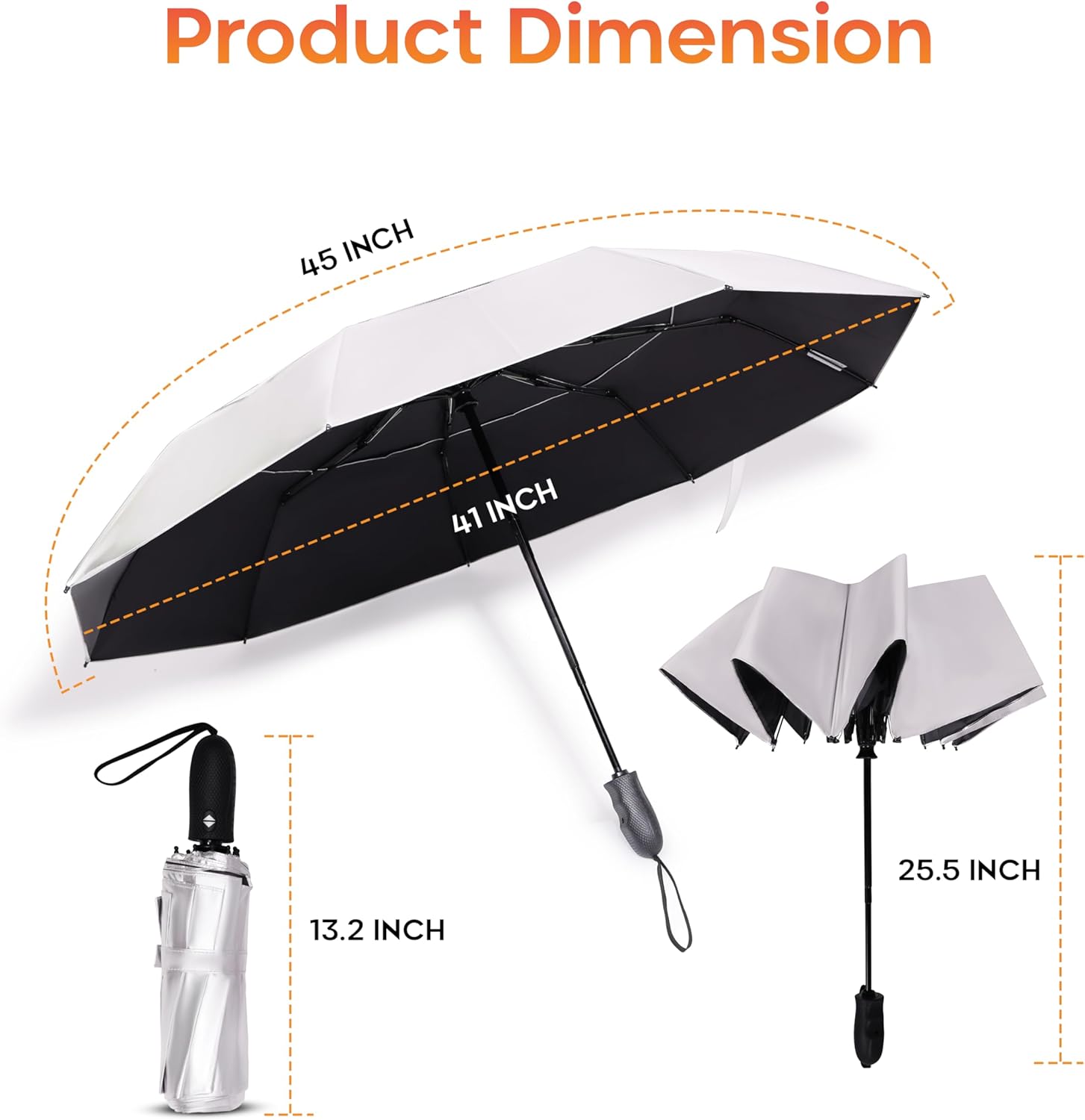 Premium UV Travel Umbrella Compact Windproof & Waterproof Umbrella for Walking | 9-Rib Fiberglass Frame, Heavy Duty Design, Auto Open/Close
