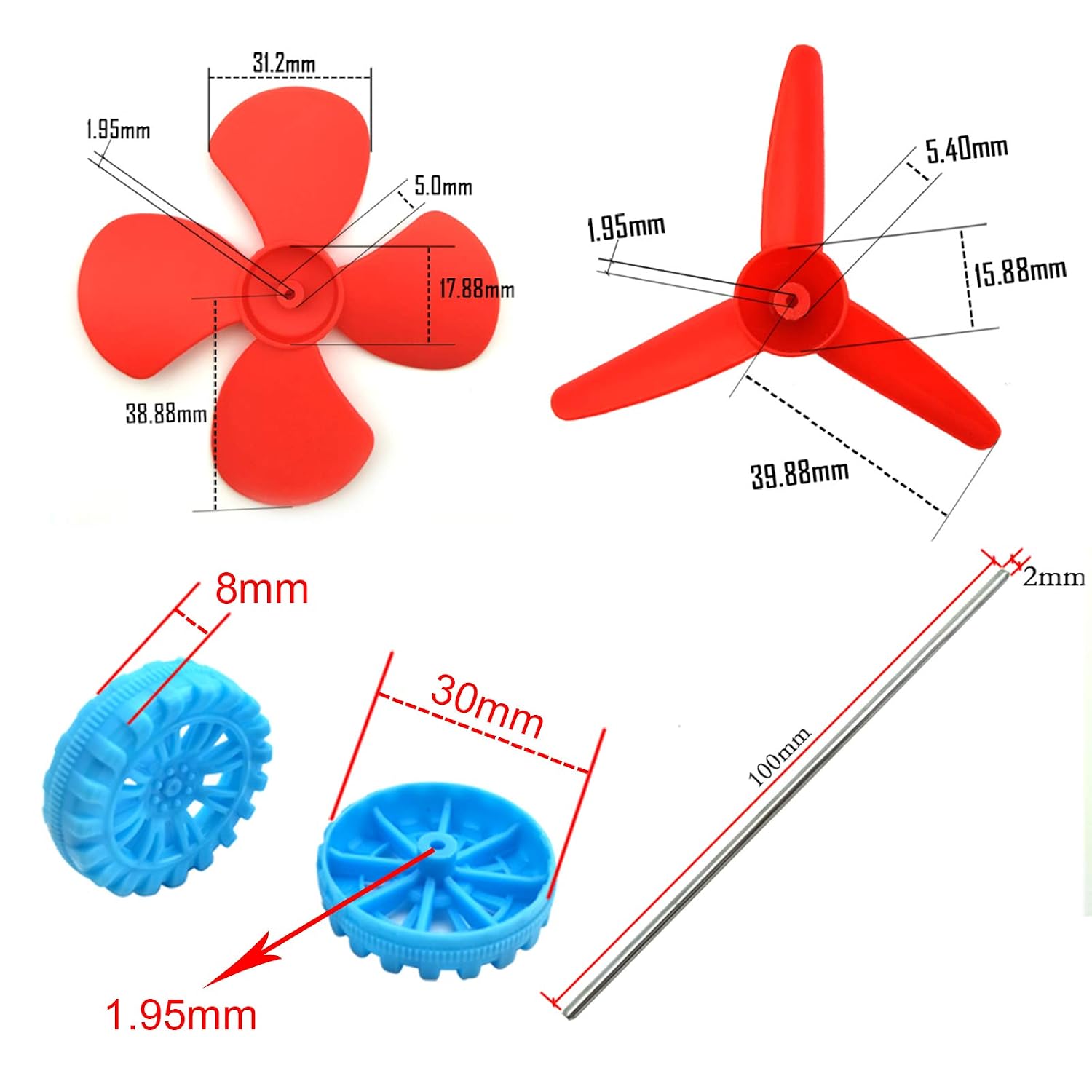 18 Set DC Motors Kit, Mini Electric Hobby Motor 3V -12V 25000 RPM Strong Magnetic with Shaft Propeller, 2 x AA Battery Holder