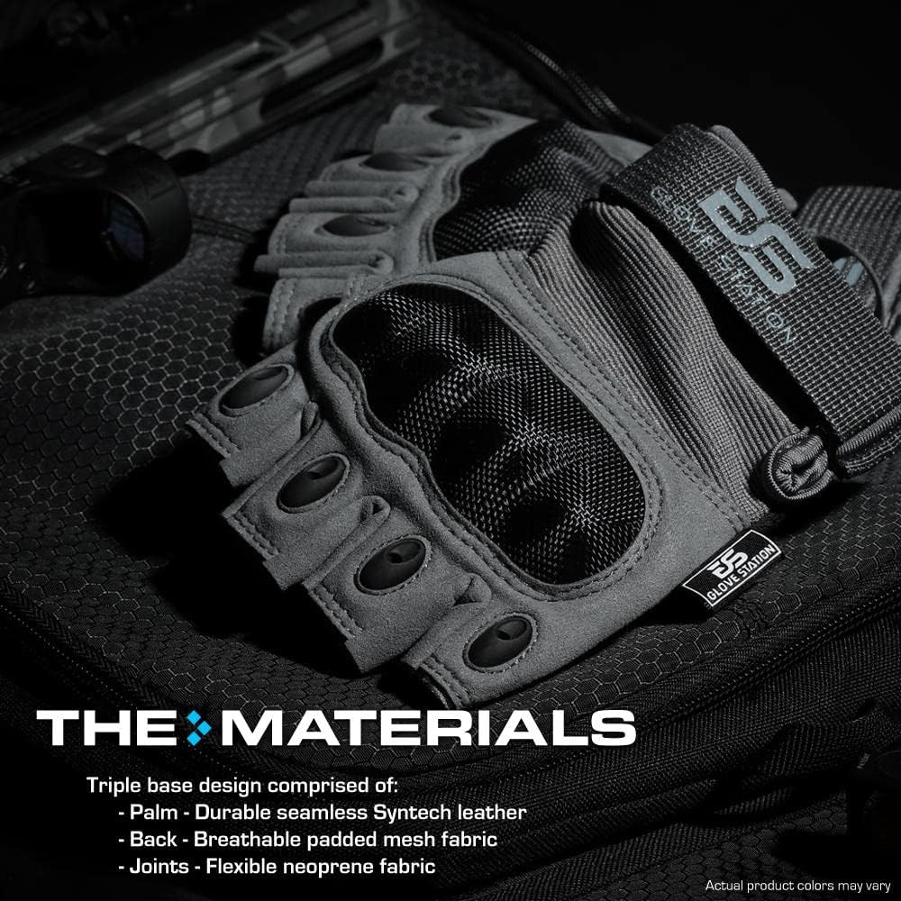 Glove Station Fingerless Knuckle Motorcycle Gloves, TACHK200