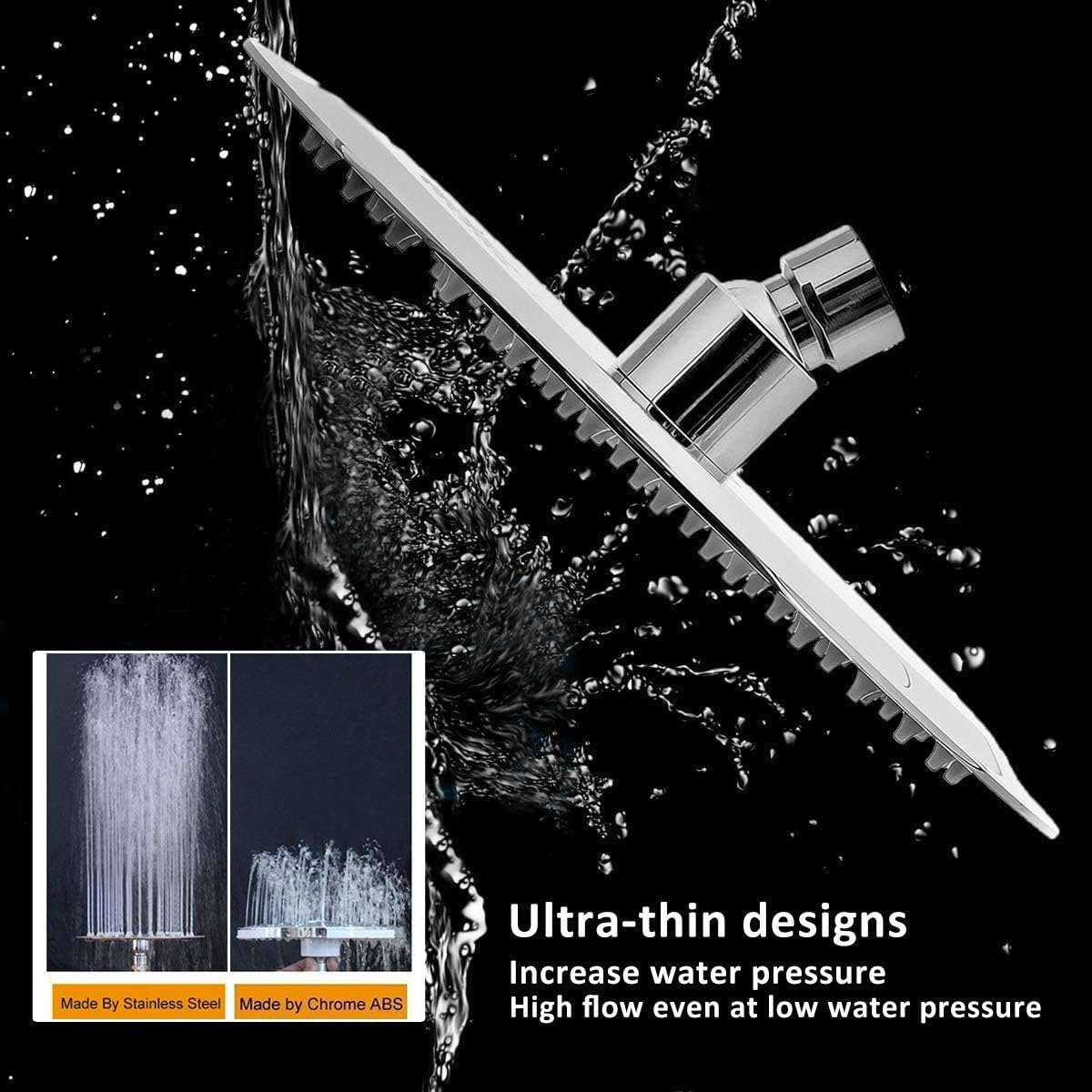 NearMoon Rain Shower Head, Ultra-Thin Design-Pressure Boosting, Awesome Some Experience, High Flow Stainless Steel Rainfall Head (10 Inch
