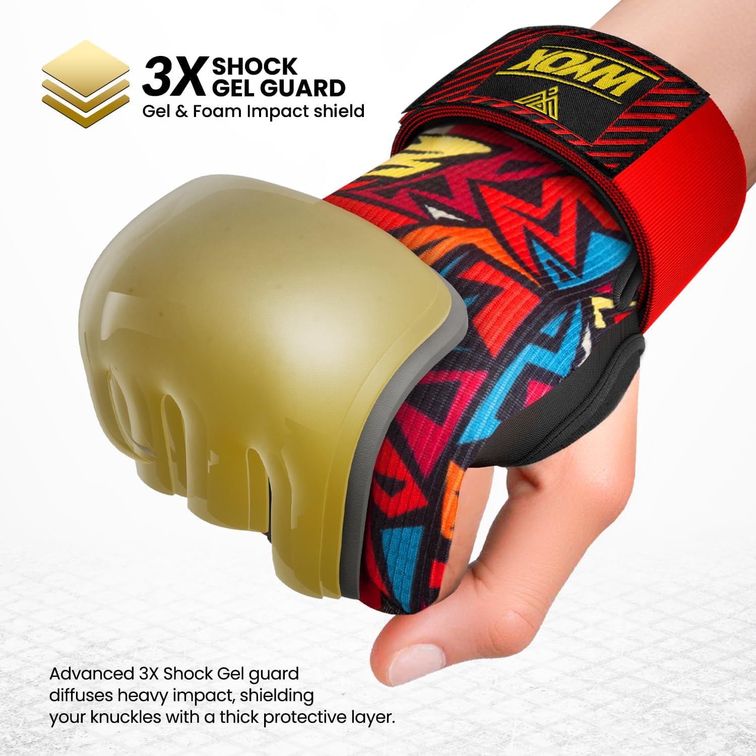 WYOX Neoprene Gel Boxing Hand Wraps Inner Gloves for Men & Women – 80cm/31in Quick Wrist Strap, Padded Knuckle Protection