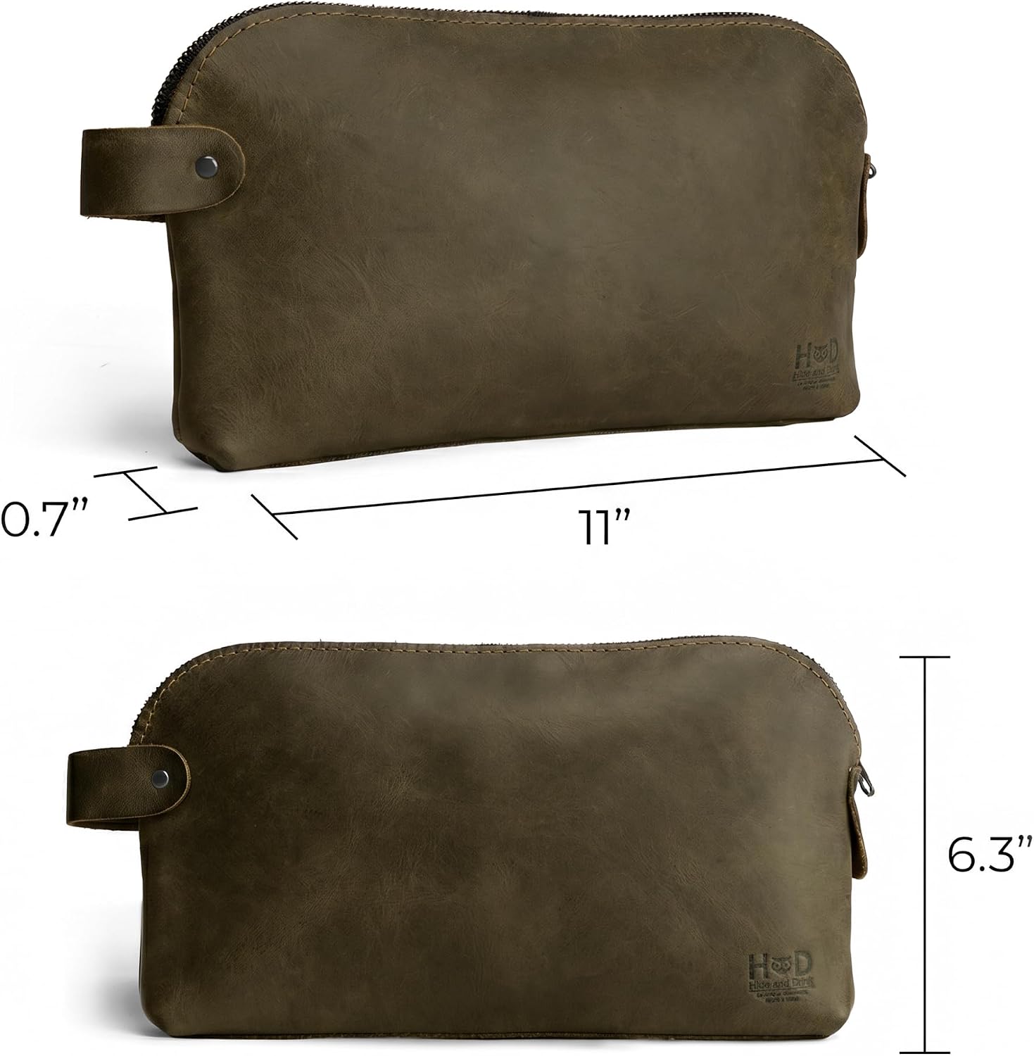 Hide & Drink, Large Rustic All Purpose Utility Bag for Cords & Chargers, Travel Bag, Multi-Purpose Bag, Full Grain Leather