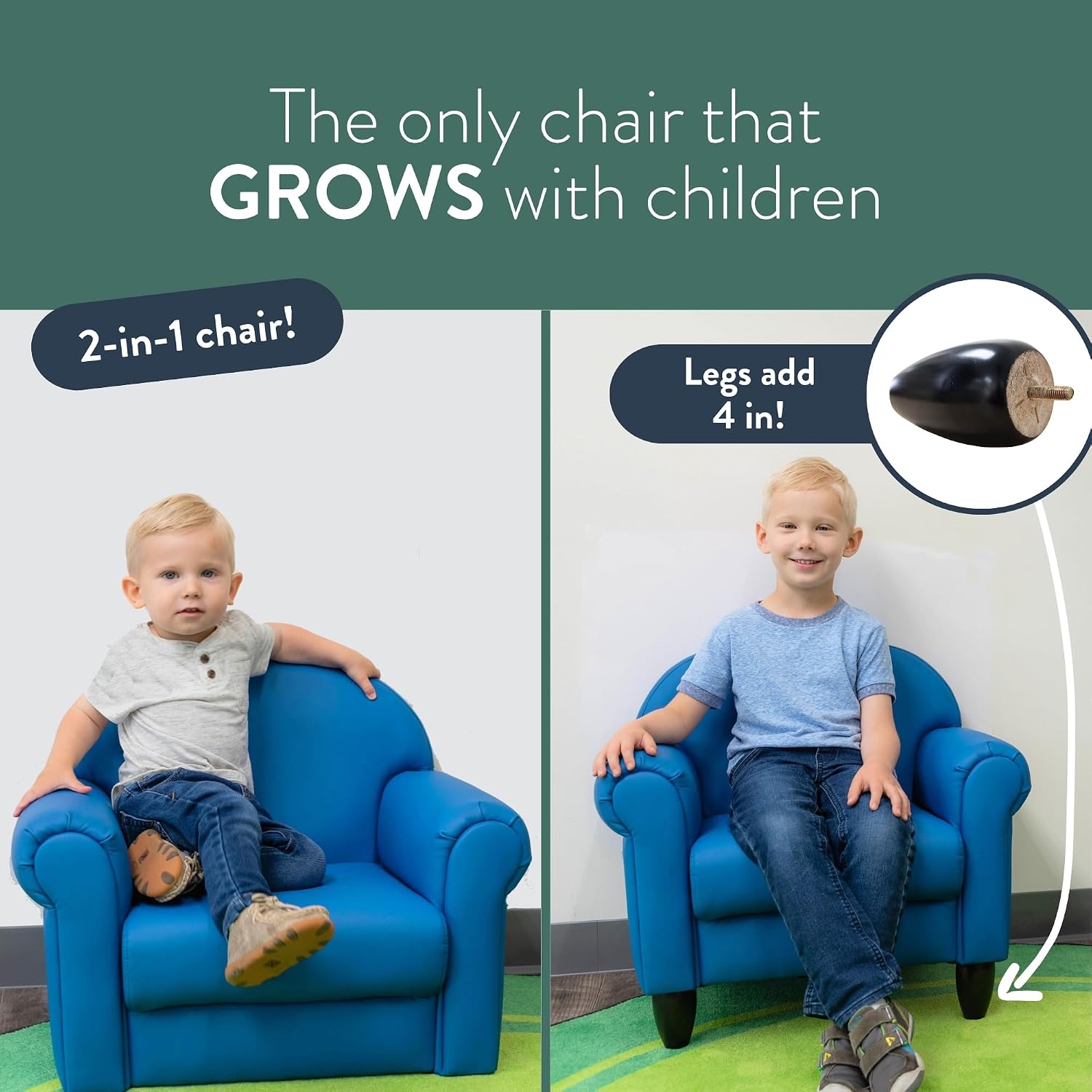 Children's Factory Upholstered Toddler Couch, Sofa, Deep Water