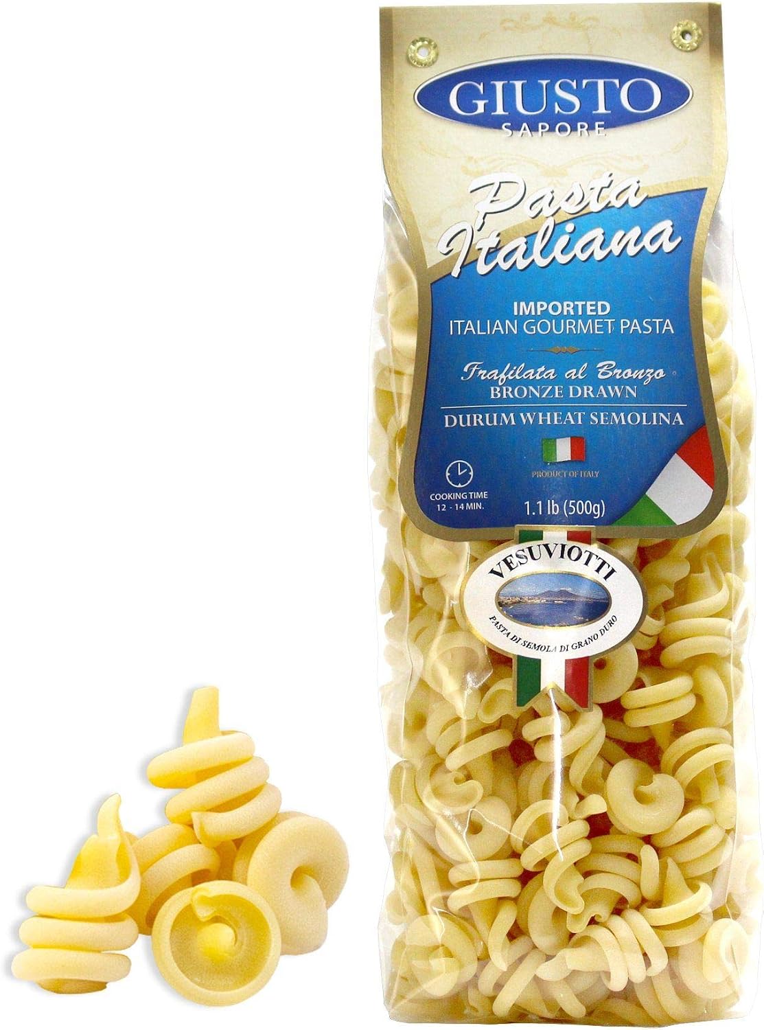 Giusto Sapore Italian Pasta - Caserecce 454g - Premium Organic Bronze Drawn Durum Wheat Semolina Gourmet Pasta Brand - Imported from Italy and Family Owned