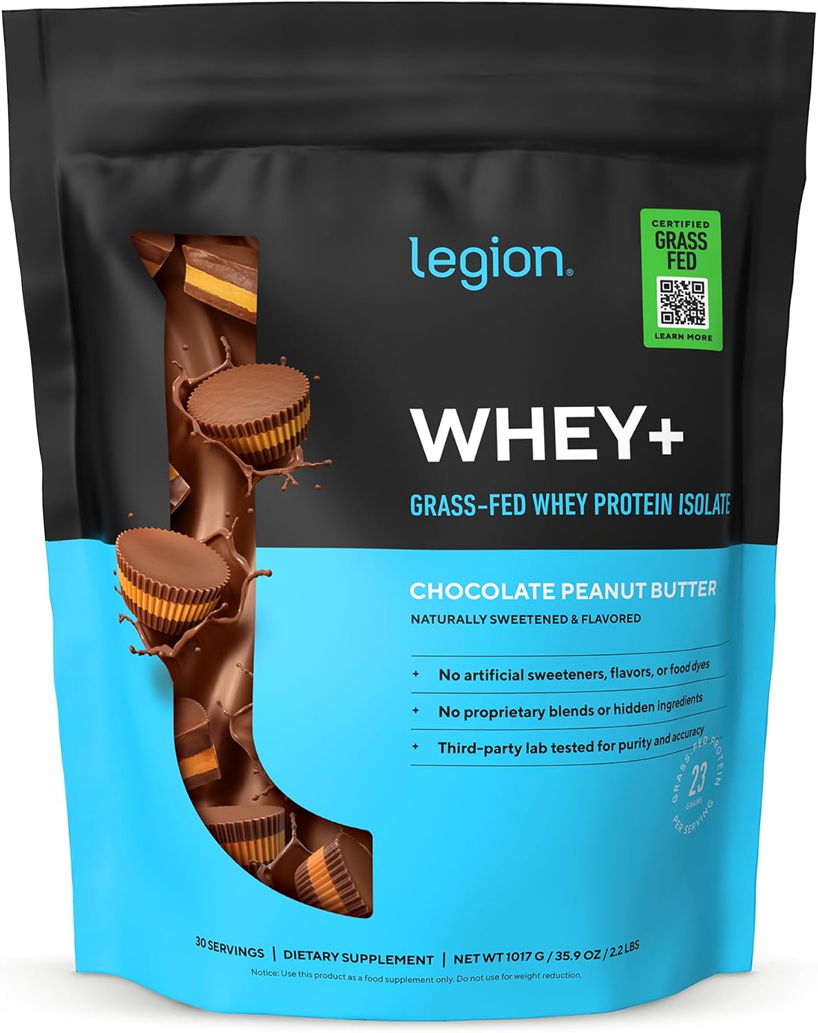 LEGION Whey+ Protein Whey Isolate from Grass Fed Cows (French Vanilla, 30 Servings) - Whey Protein Isolate Powder, Low Calorie, Non-GMO, Sugar Free, Lactose and Gluten Free, All Natural Protein Powder