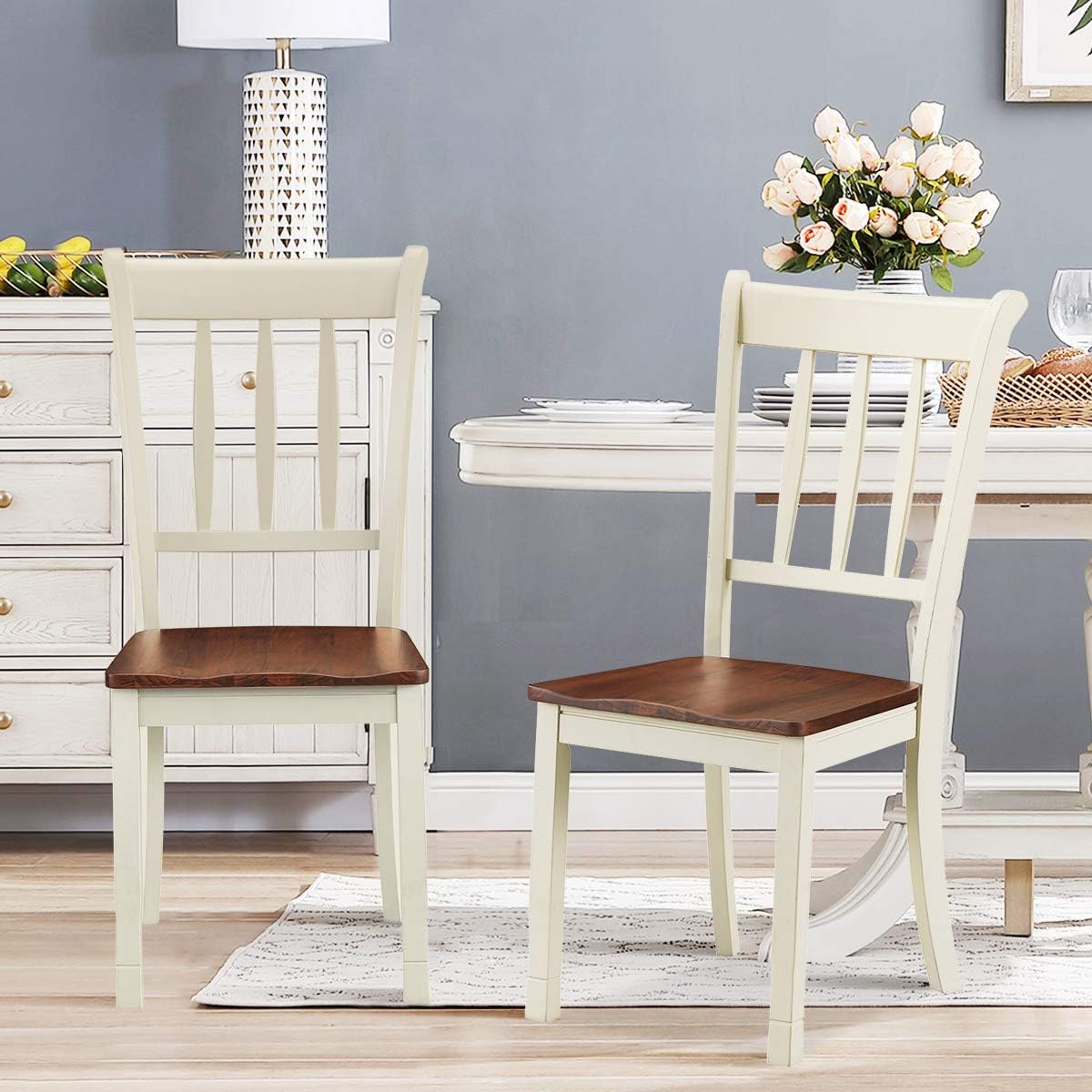 GIANTEX Wood Dining Chairs Set of 2, Armless Kitchen Chairs