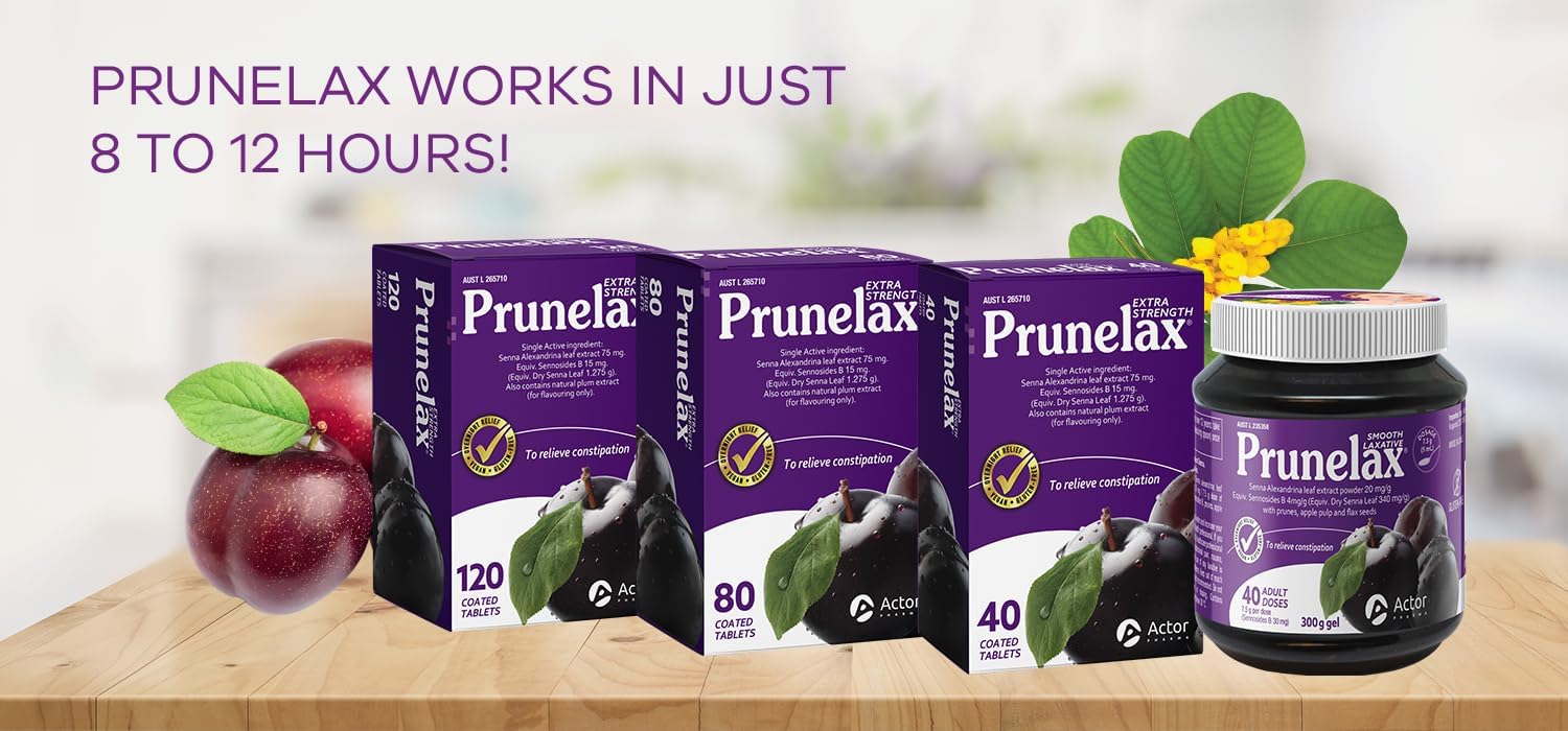 Prunelax Tablets - Extra Strength Natural Laxative Supplement Containing High Strength Senna for Constipation Relief & Restore Normal Bowel Motion