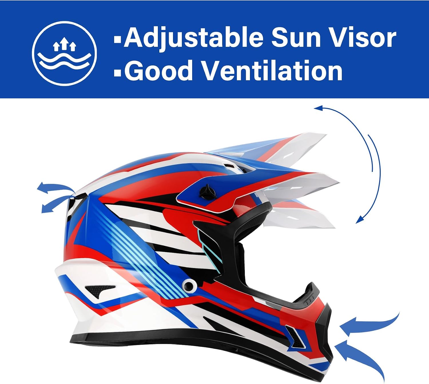 TCMT Youth Dirt Bike Helmet DOT Certified - Kids Full Face Motocross ATV Helmet with Goggles, Gloves and Helmet Bag for Off-Road, BMX, MX, Street Riding