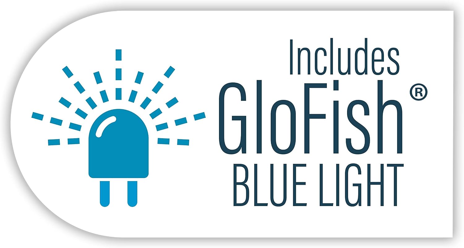 GloFish Crescent aquarium Kit 3 Gallons, Includes Hidden Blue LED Light And Internal Filter