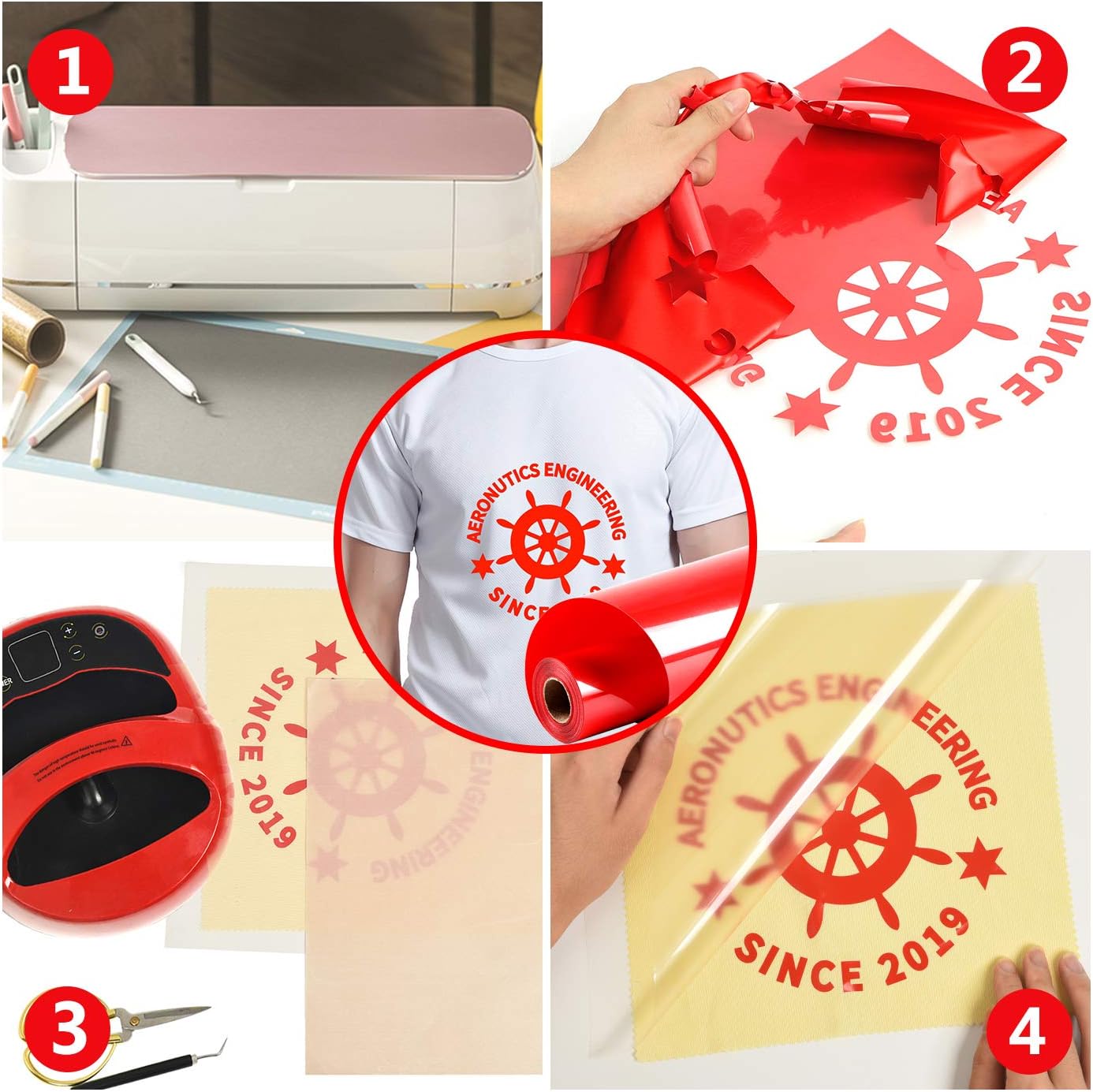 RENLITONG Heat Transfer Vinyl,12 Inch by 10ft White Iron on Vinyl