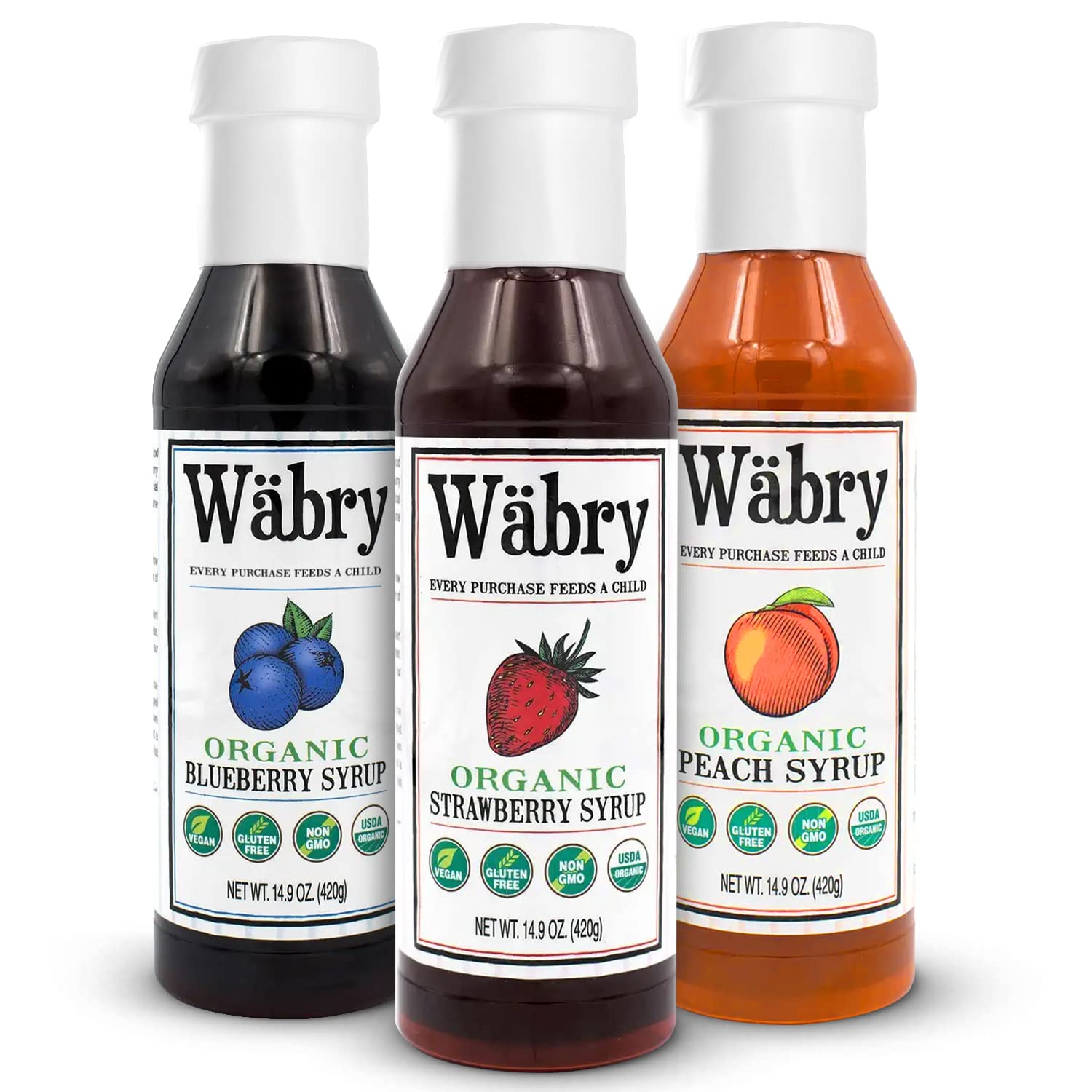 Wäbry Blueberry Syrup – 14.9oz (420g), Natural Fruit Flavor Organic Snow Cone Syrup for Drizzling on Shaved Ice, Waffles, Ice Cream & Lattes, Non-GMO, Dye-Free Vegan Syrups, 12 Servings Per Bottle