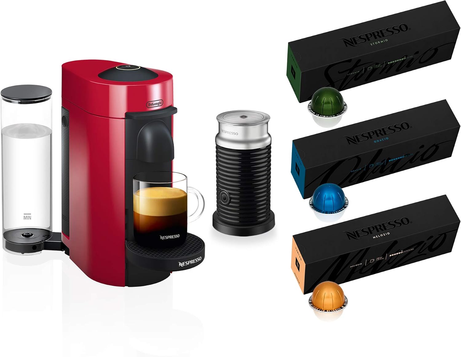 Nespresso Vertuo Plus Coffee & Espresso Maker by De'Longhi, Grey | Grey coffee machine that brews 4 cup sizes: 5 and 8 oz. coffee, plus single and double espresso, at the touch of a button.