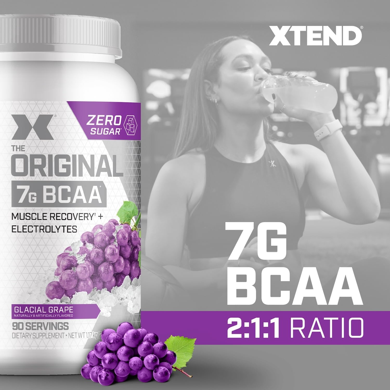 Xtend Original BCAA Powder, 7g BCAAs and 2.5g L-Glutamine for Muscle Recovery Hydration and Lean Muscle, Sugar Free Intra and Post Workout Drink with Electrolytes, Watermelon Explosion, 30 Servings
