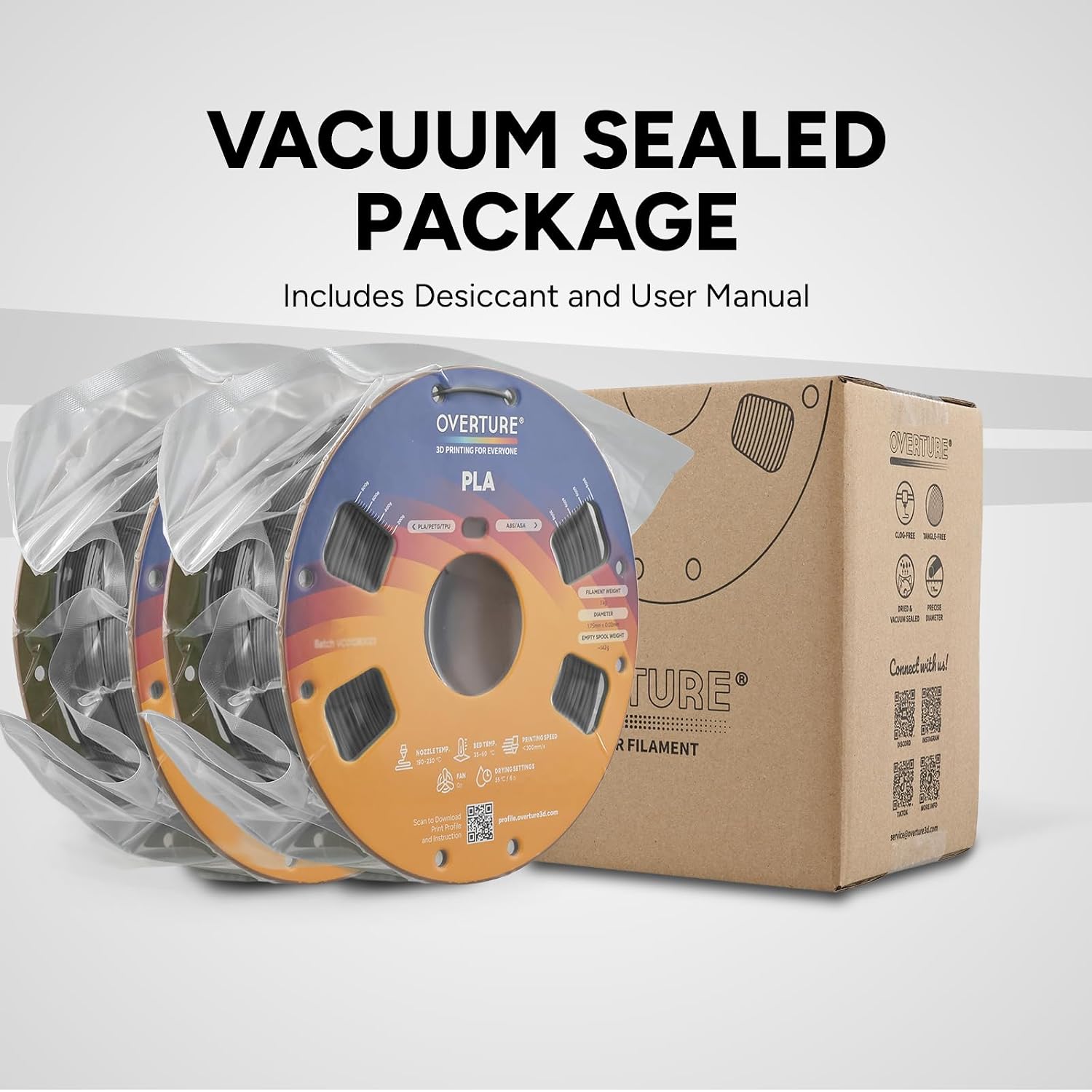 OVERTURE High Speed PLA Filament 1.75mm 3D Printer Filament,1kg White