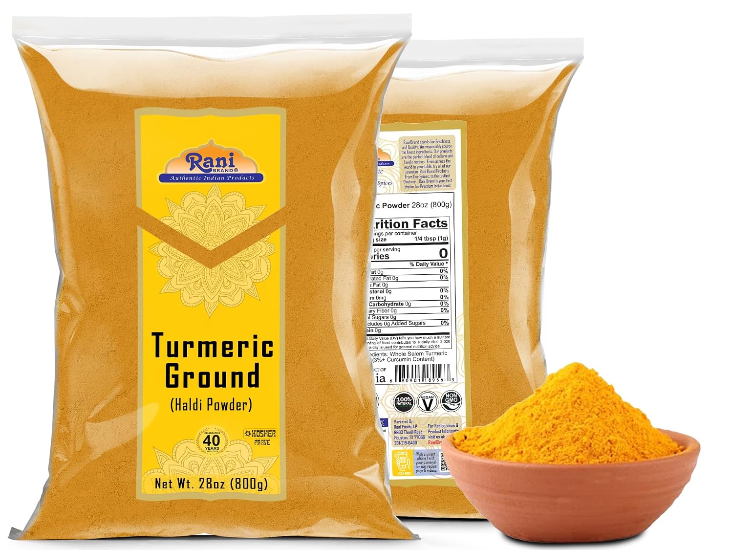 Rani Turmeric (Haldi) Root Whole Spice, Dried 7oz (200g) ~ All Natural | 100% Pure | Vegan | Gluten Friendly | NON-GMO | Kosher | Indian Origin