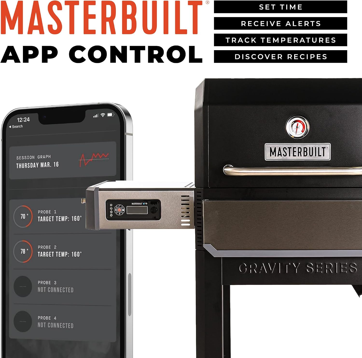 Masterbuilt® Gravity Series® 1050 Smoker Grill - Digital Charcoal Combo Grill with Free App, 1,050 Cooking Square Inches in Black, Model MB20041220