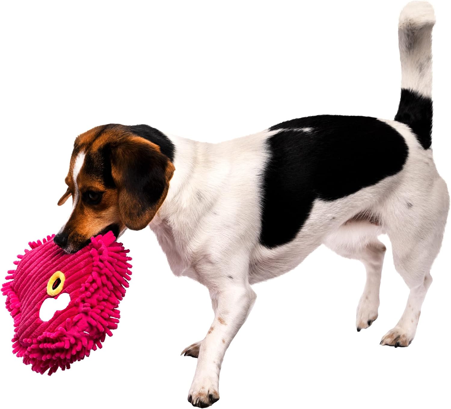 goDog Checkers Just for Me Skinny Cow Squeaky Plush Dog Toy, Chew Guard Technology - White, Mini