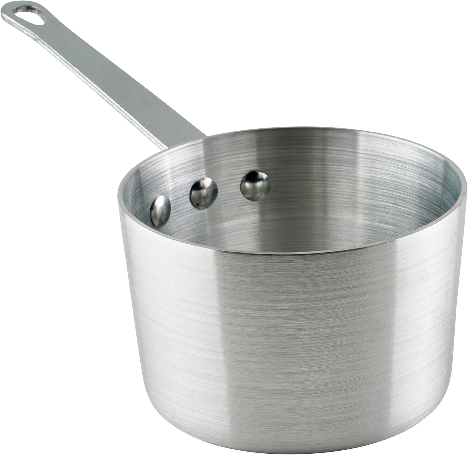 Winco 3 3/4 qt Heavy-Duty Tapered Aluminum Sauce Pan, 3.75 qt | Tapered sides, Heavy-duty, Riveted handle, Great for Cooking and Food Preparation