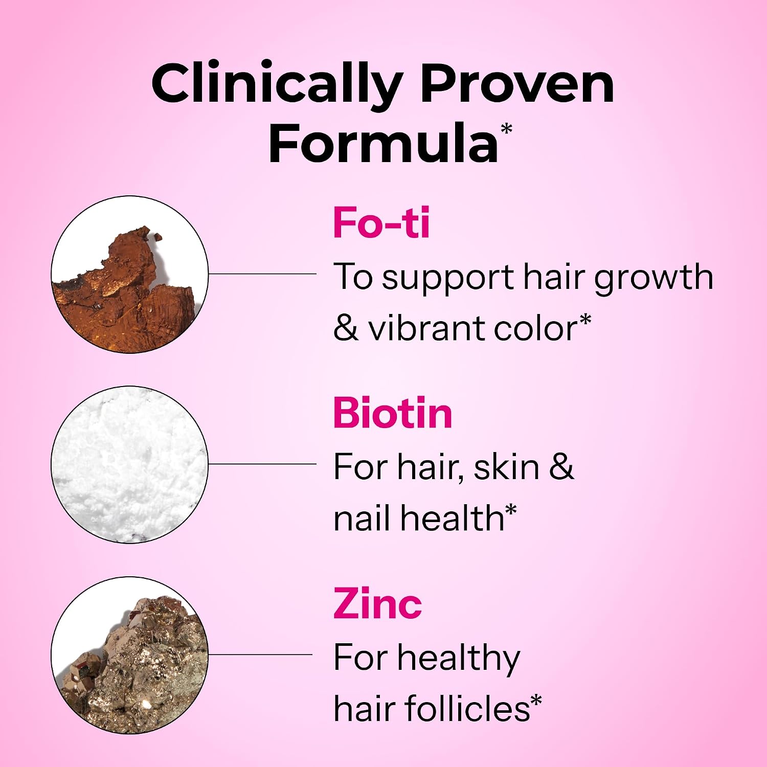 HUM Hair Strong Strawberry Gummies, Hair Growth Support, 60 Count | Folic Acid, Fo-Ti Root Extract, Biotin, Zinc & B12, Vegan Strawberry Gummies, Women & Men