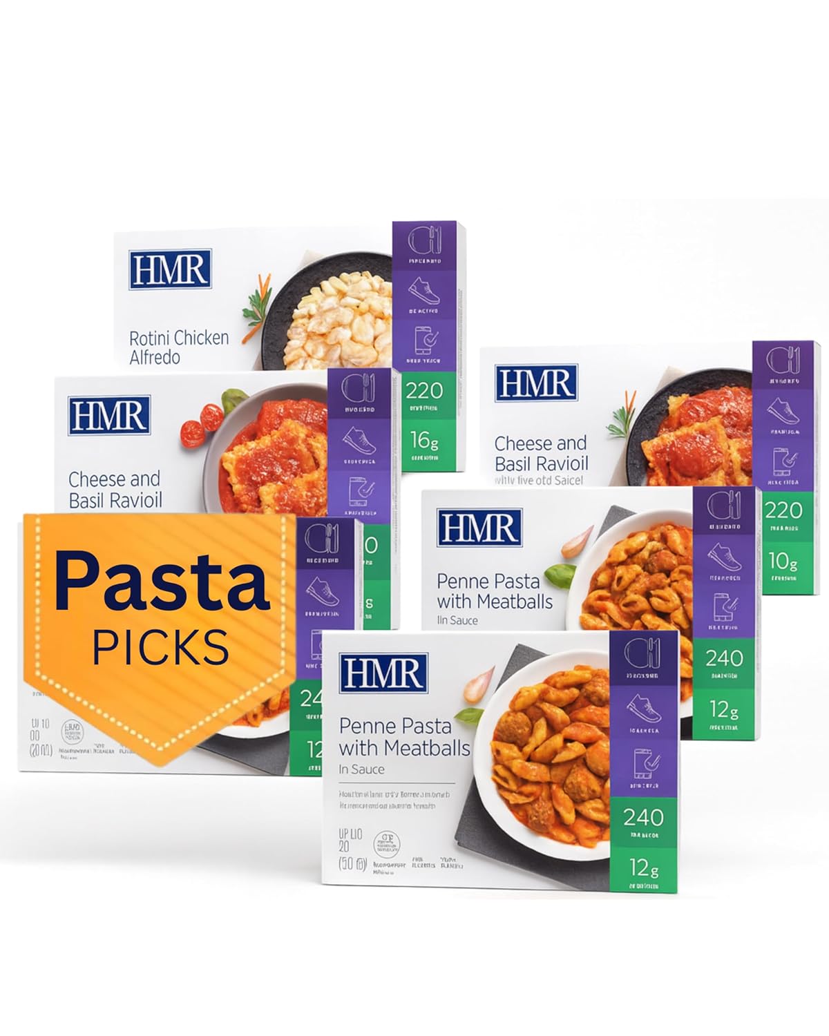 HMR Variety Entrée Meals Pack, 5 Ready-to-Eat Favorites | Entrée Variety Pack – Assorted Ready Meals – Microwave-Friendly – 5 Meals – Shelf Stable