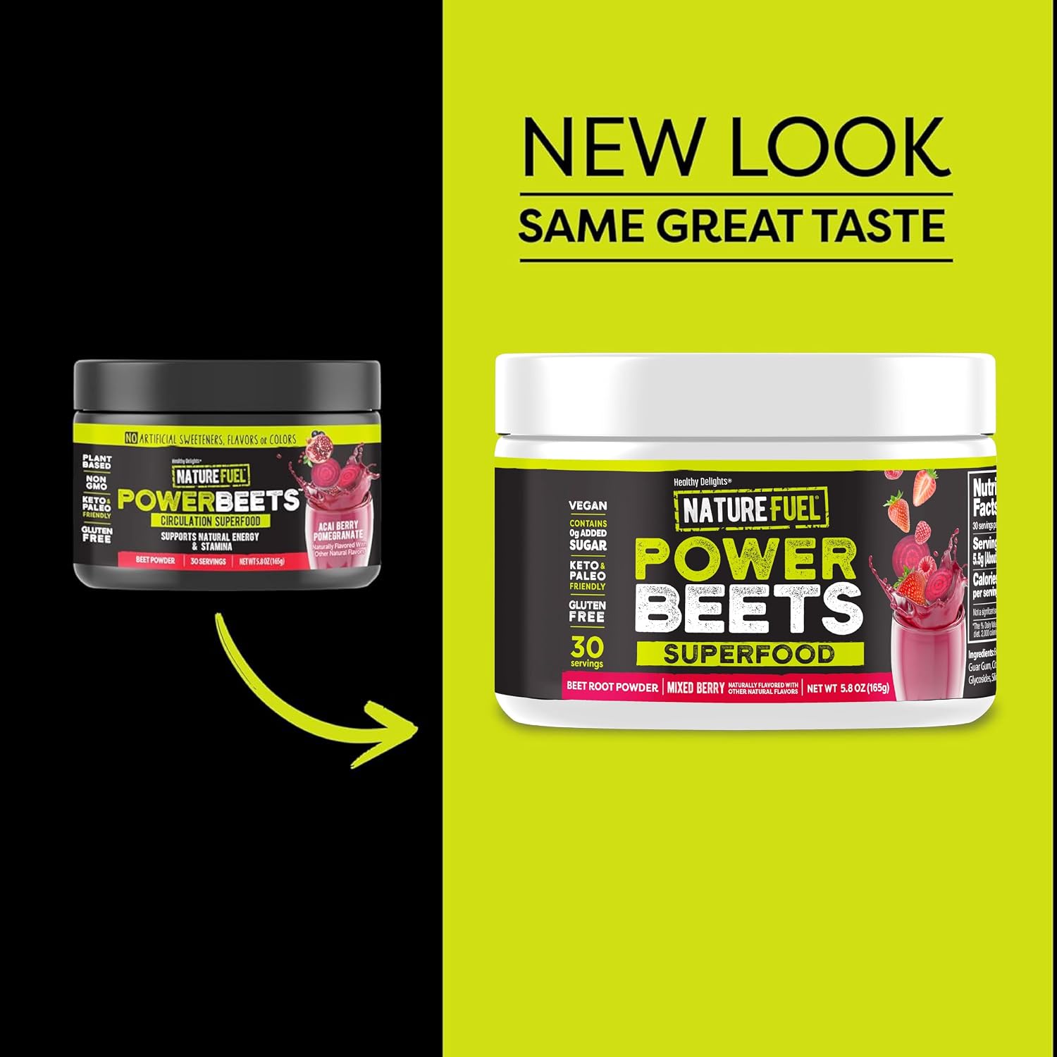 SlimFast Healthy Delights Nature Fuel Power Beets Vegan Beet Juice Powder | 0g Added Sugar, Beet Root Supplement, Beetroot, Mixed Berry, 30 Servings
