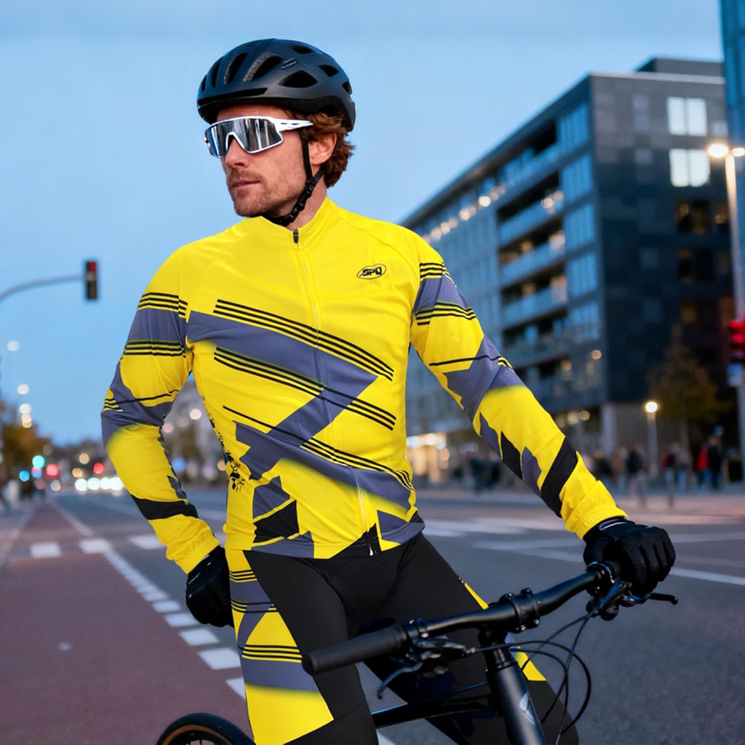 sponeed Cycling Clothes for Men Long Sleeve Mountain Bike Road Bicycle Shirt Jerseys Padded Pants Biking Outfits
