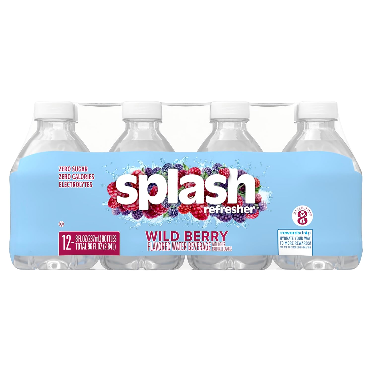 SPLASH REFRESHER Flavored Water Bottles, Mandarin Orange - 6 Pack | Refreshing Flavored Bottled Water with Electrolytes - Zero Sugar & Zero Calories - 16.9 Fl Oz