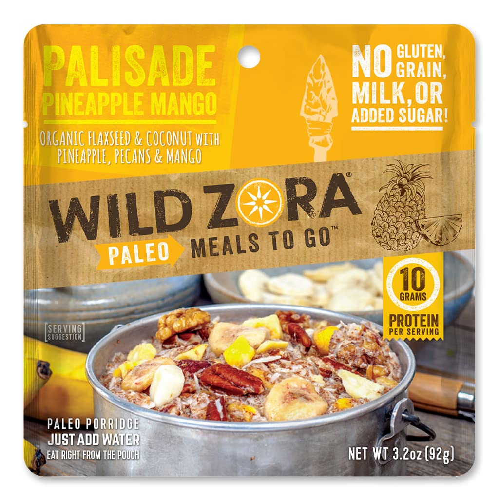 Wild Zora Paleo Freeze Dried Meals for Backpacking & Camping - Healthy Gluten Free & Grain Free Camping Meals/Backpacking Food + No Added Sugar - Great for Travel (Cliffside Coconut Berry 2-Pack)