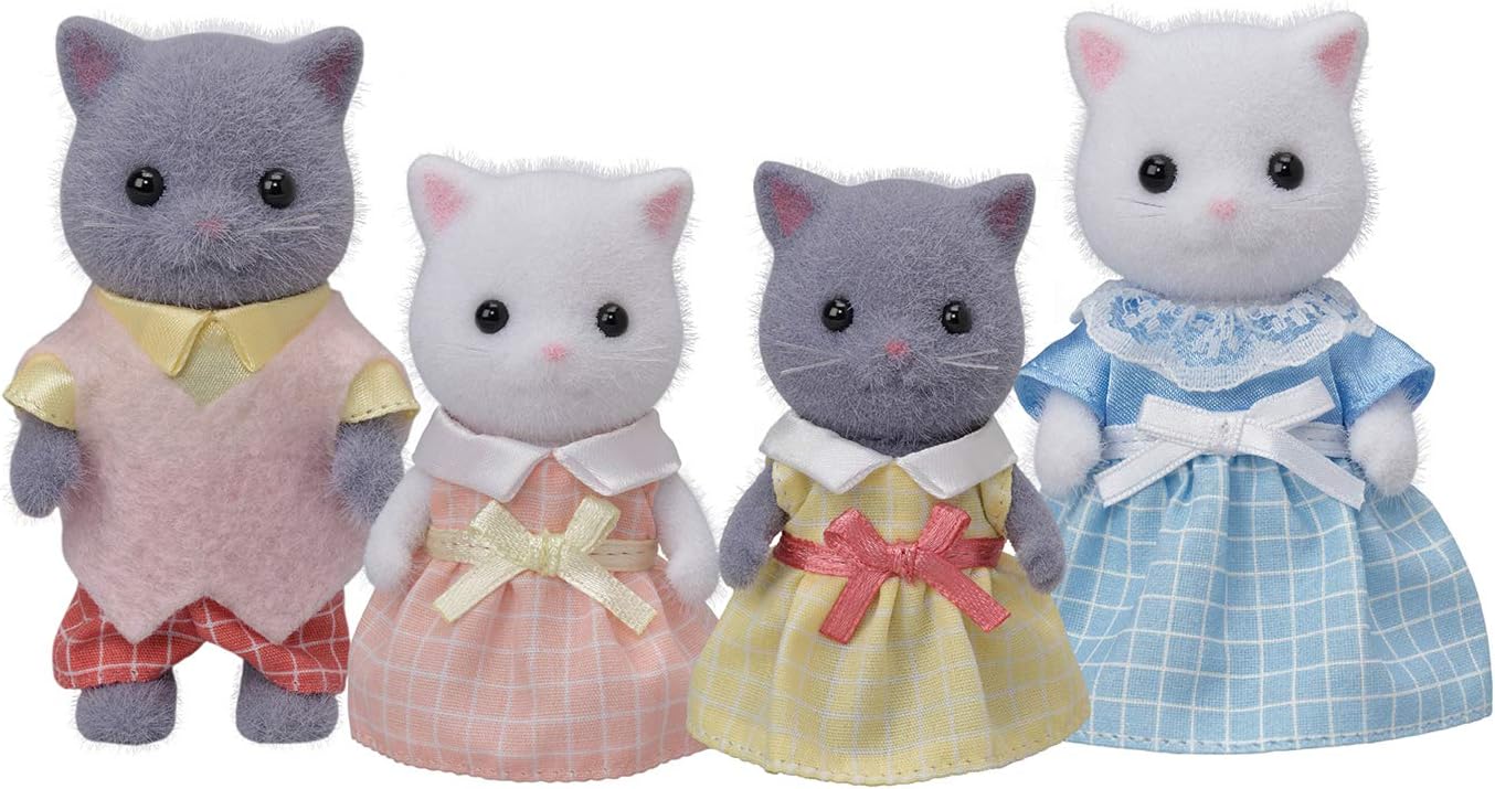 Calico Critters, Sandy Cat Family, Dolls, Dollhouse Figures, Collectible Toys, Premium, 3 inches