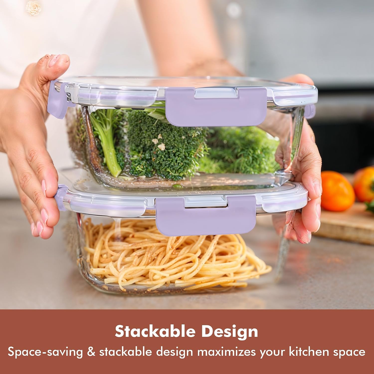 Razab 2 PC 1200ML / 41 Oz Glass Food Storage Containers with Lids - Airtight & Leakproof - Microwave/Oven/Freezer Safe - BPA Free - Ideal for Meal