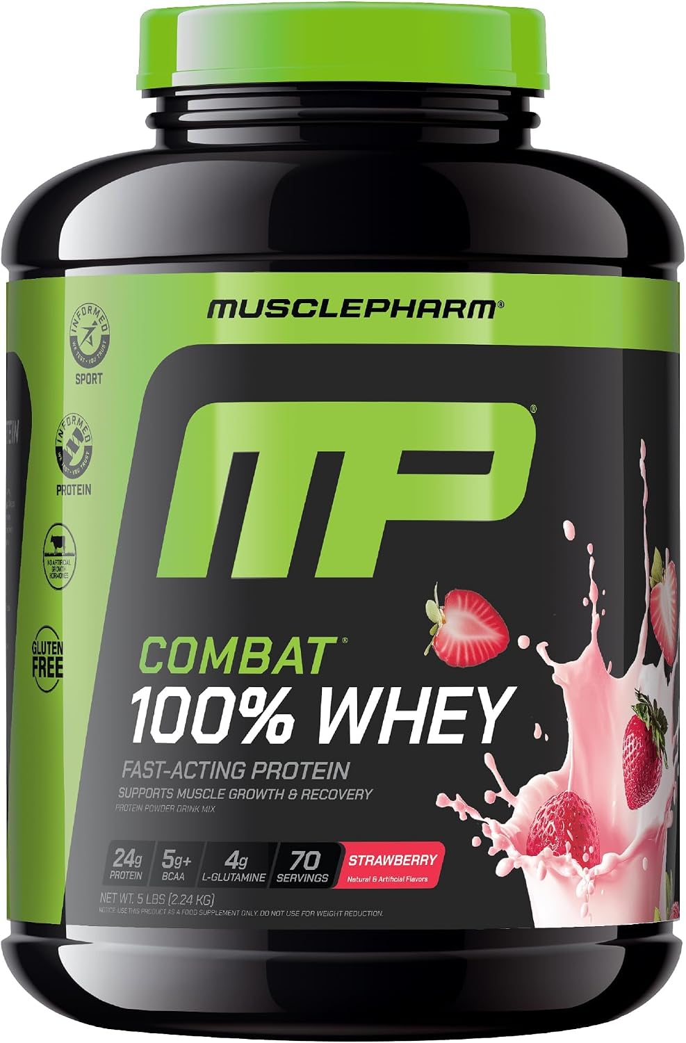 MusclePharm Combat 100% Whey Protein Powder, Vanilla Flavor, Fast Recovery & Muscle Gain with Whey Protein Isolate, High Protein Powder for Women & Men, Gluten Free, 5 lb, 70 Servings | Whey Protein Isolate, Fast Recovery Support, Muscle Gain Support, Hi…