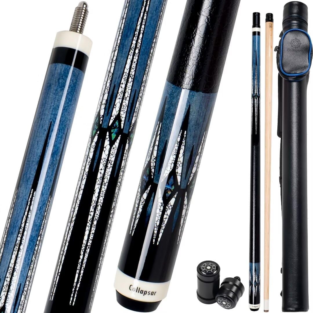 Collapsar CA Pool Stick with 1X1 Hard Case 58" Billiard Cue Stick | Canadian Maple Shaft with 13mm Cue Tip,19-21 oz Professional Pool Cue Set