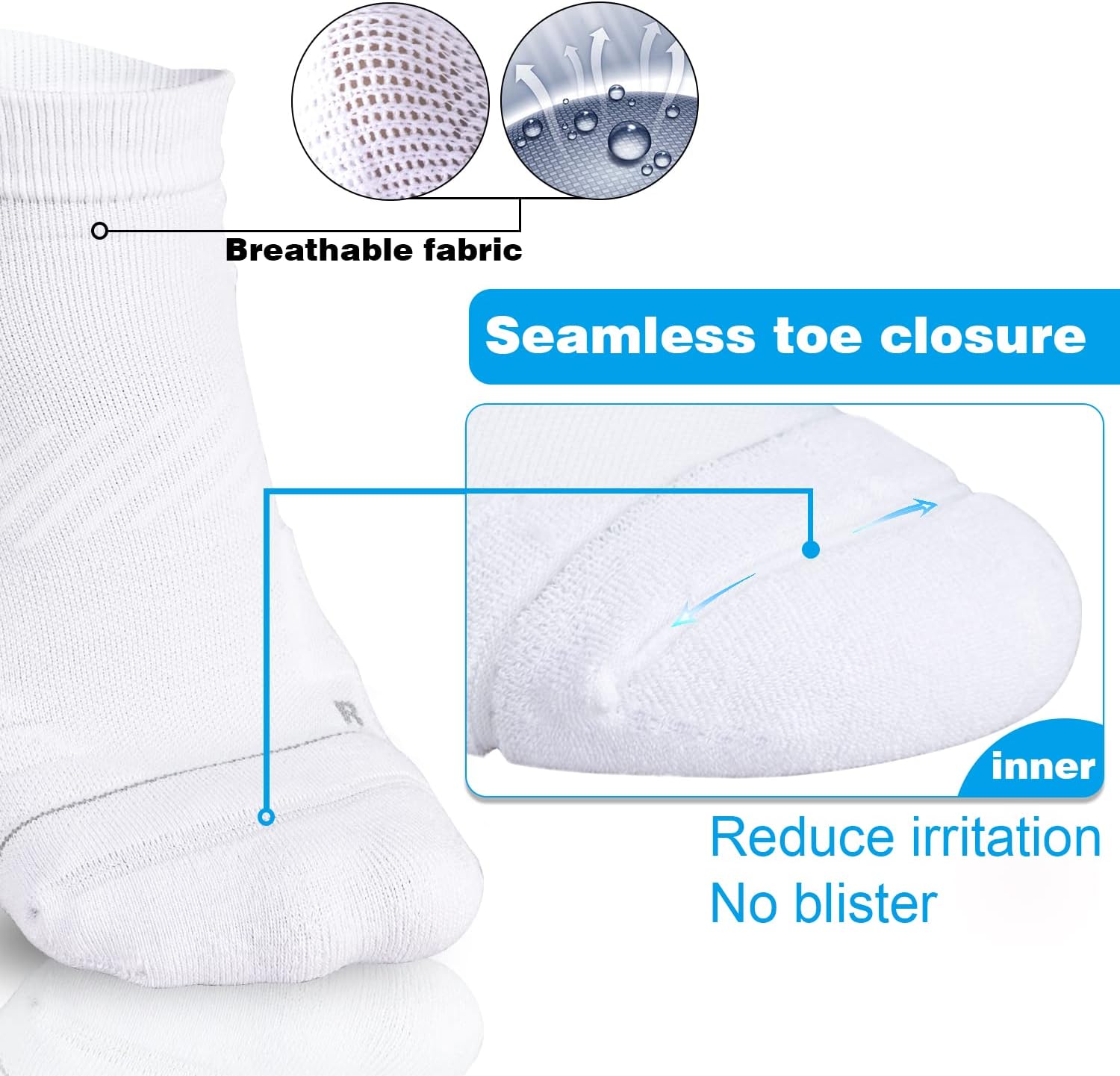 Hylaea Unisex Coolmax No Show Athletic Running Socks, Cushioned No Blisters